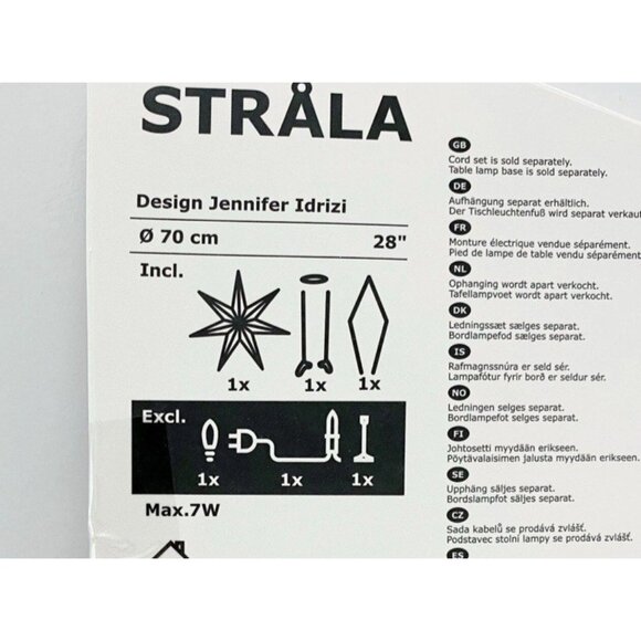 Ikea STRALA Star Hanging Light Shade Grey 28" Pendant Lamp New in Package - Picture 6 of 6